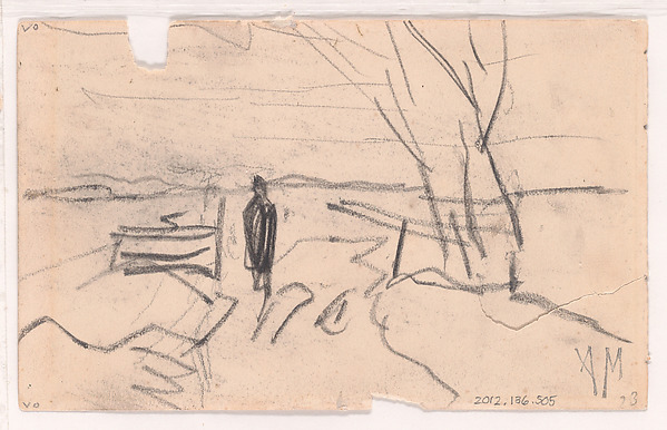 Anton Mauve, Landscape with Women Working in a Field (recto); Sketch of Landscape with Person on a Path (verso)