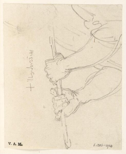 George Chinnery, A pair of hands holding a horizontal pole