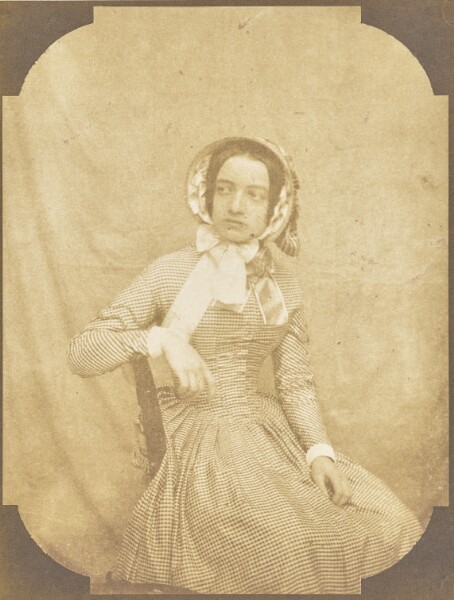 Hippolyte Bayard, [Portrait of a Young Woman in a Checkered Dress]