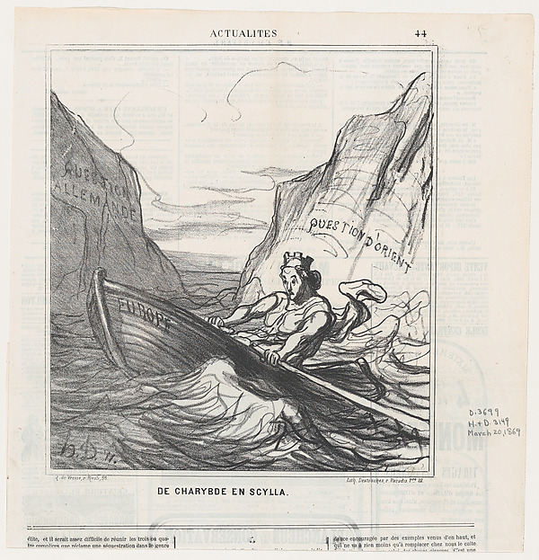 Honoré Daumier, From Scylla to Charybdis, from 'News of the day,' published in Le Charivari, March 20, 1869
