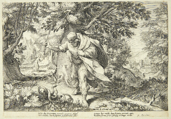 Hendrick Goltzius, Teiresias slår to parrende slanger med sin stok