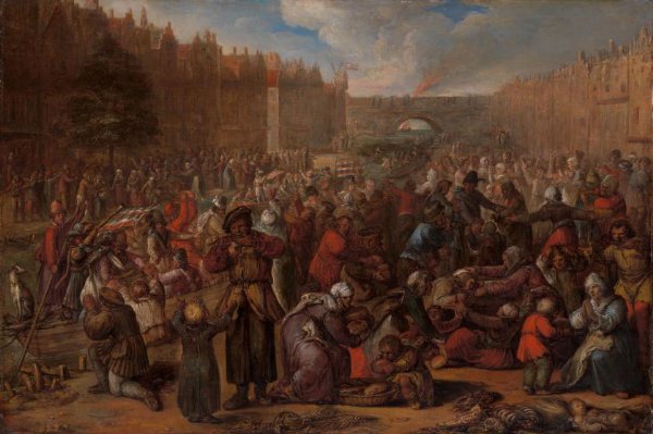 Otto van Veen, De hongerende bevolking na de opheffing van het beleg van Leiden