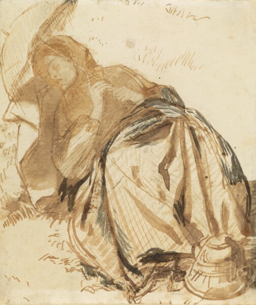 Dante Gabriel Rossetti, Portrait of Elizabeth Siddal Resting, Holding a Parasol