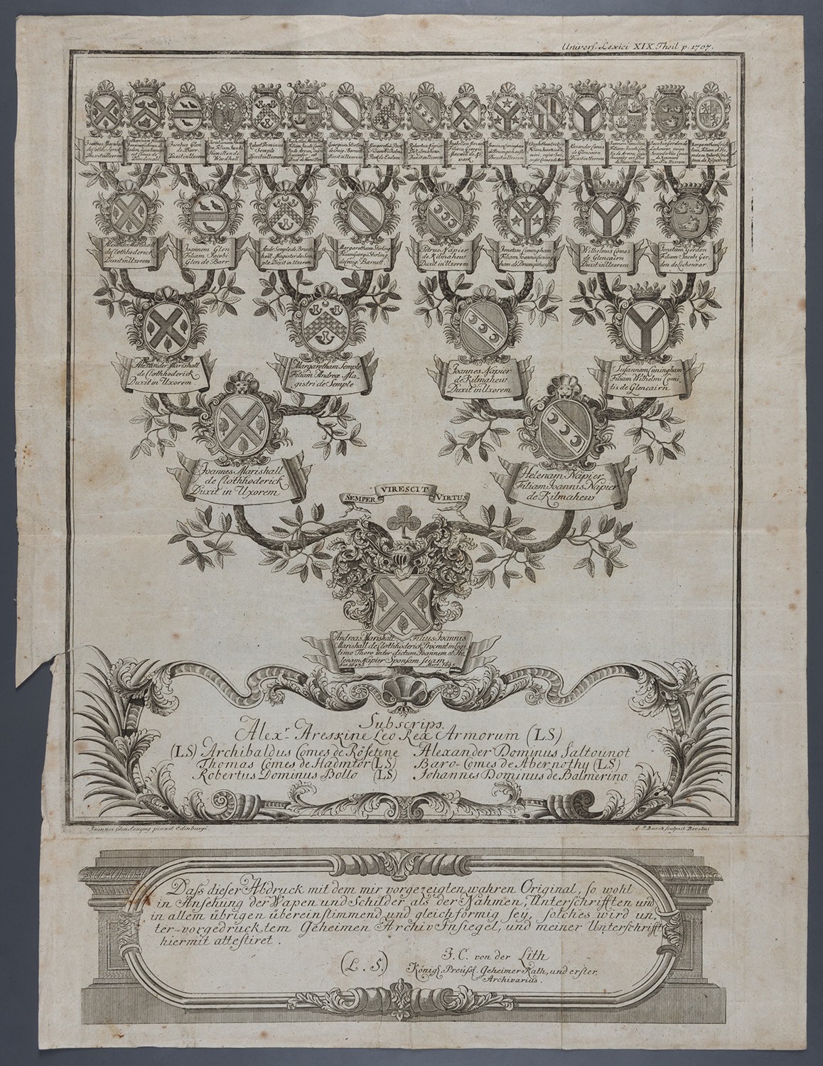 Georg Paul Busch, Wappen-Ahnentafel für Andreas Marishall de Clothoderick (1643-1695)