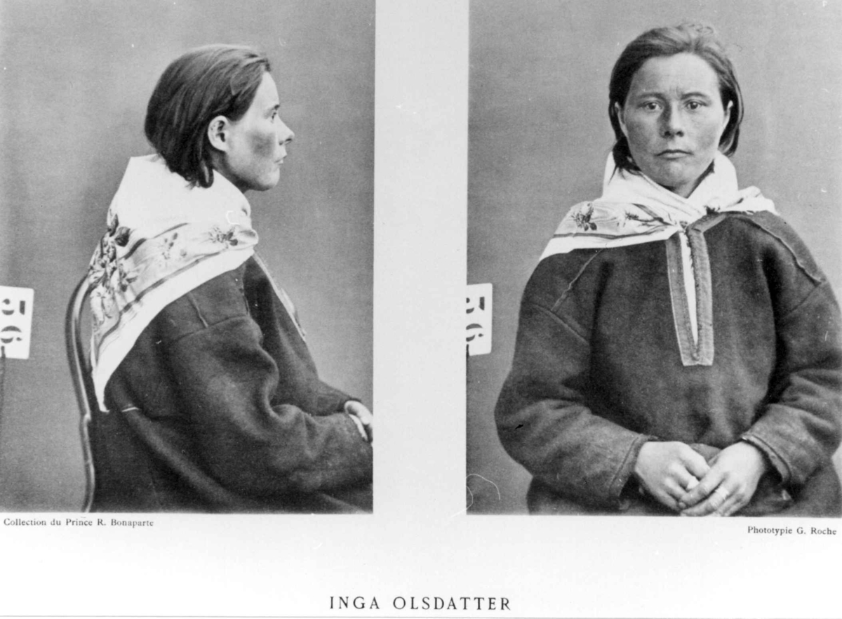 G. Roche, Roland Bonaparte sin samling. Portrett av Inga Olsdatter. Inngår i Bonapartes sameportretter som nr. 36.