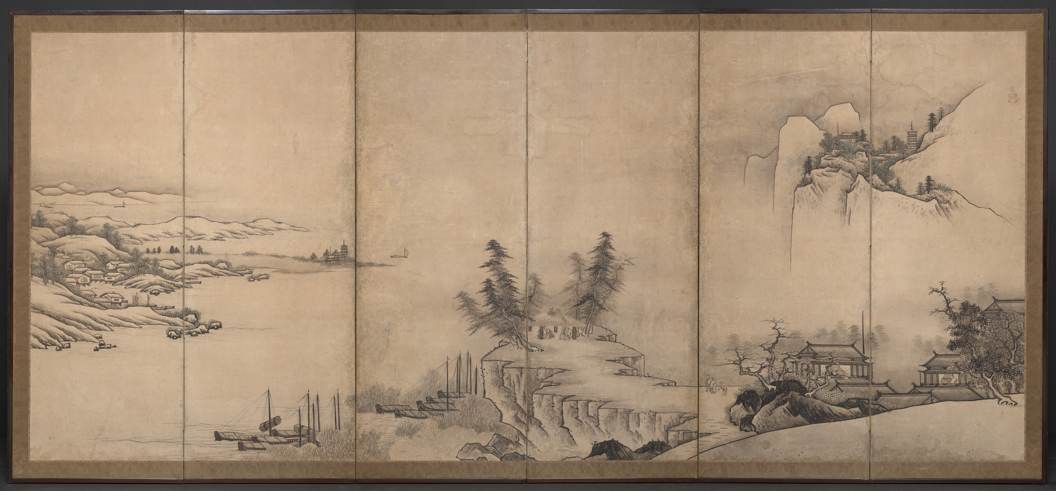 Unkoku Tōeki, Chinese Pavilions in a Landscape