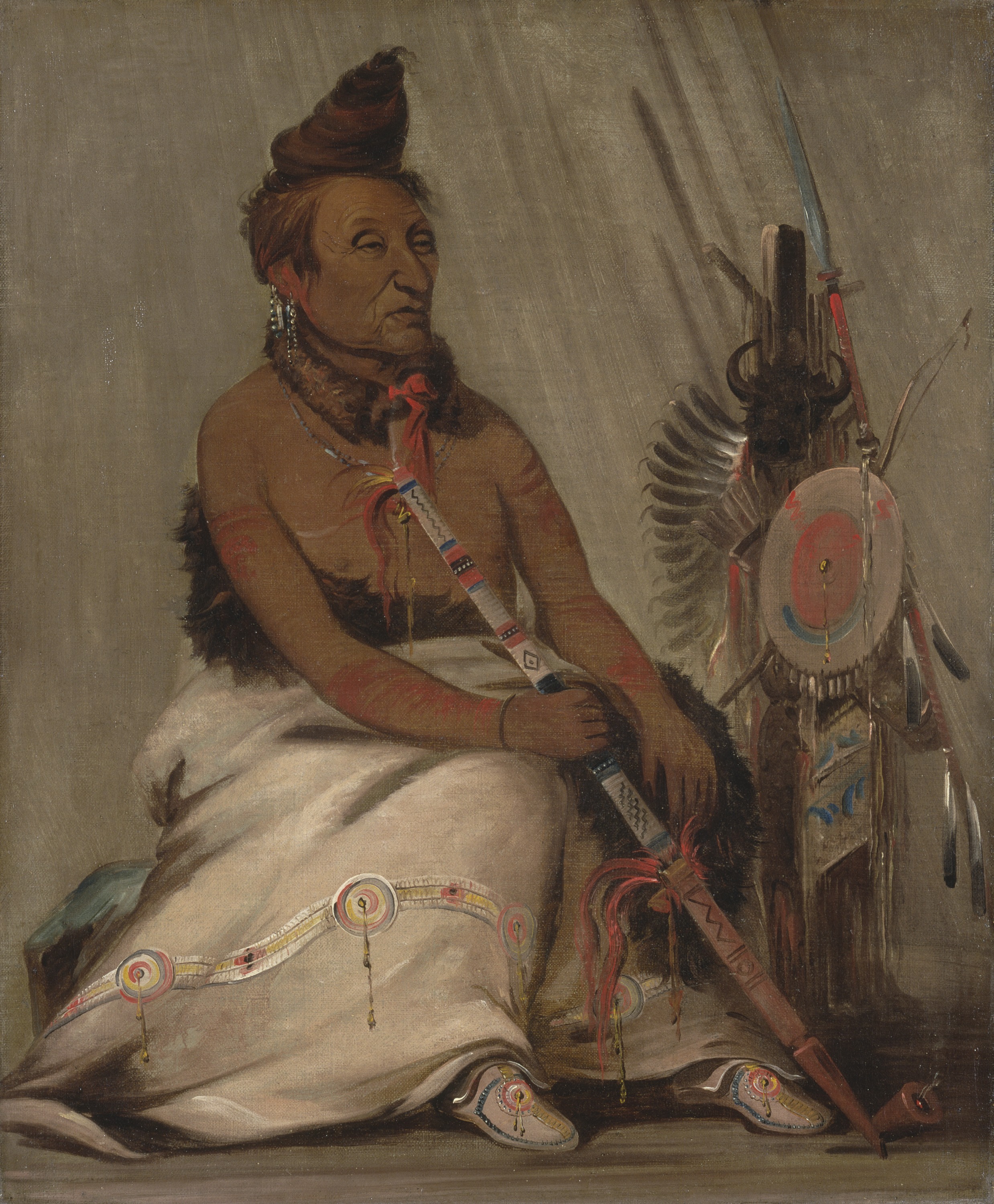 George Catlin, Eh-toh'k-pah-she-pée-shah, Black Moccasin, aged Chief