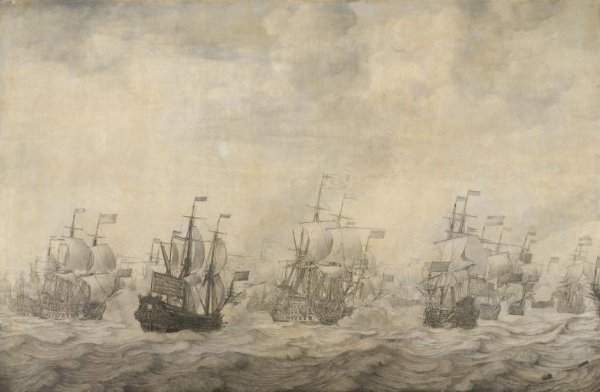 Willem van de Velde (I), Episode from the Four Days' Battle, 11-14 June 1666, of the Second Anglo-Dutch War, 1665-67