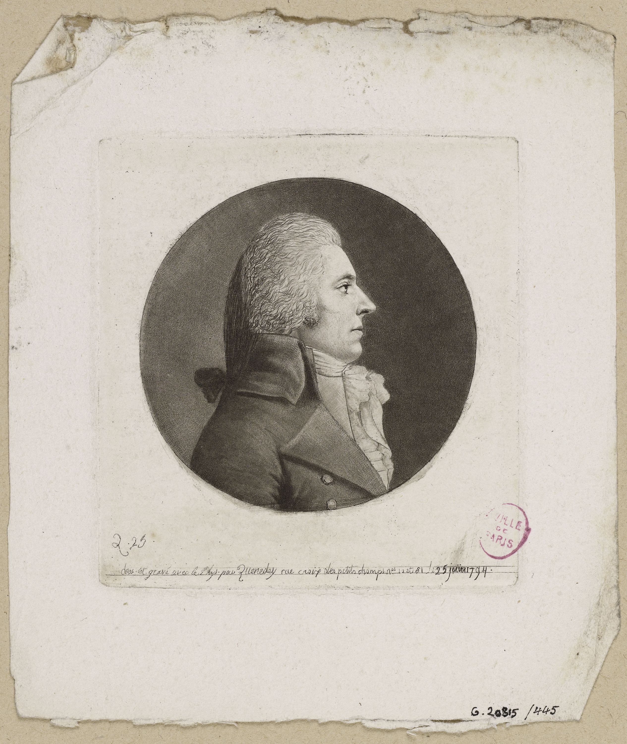 Edmé Quenedey, Portrait d'un homme, fin XVIIIème siècle/début XIXème siècle