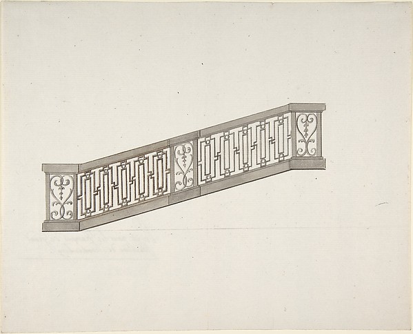 Anonymous, French, 18th century, Design for Ornamented Stair Railing