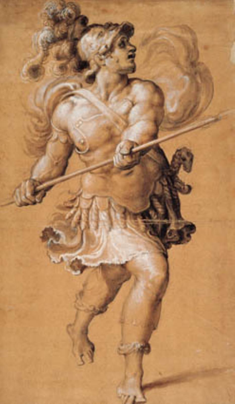 Francesco Salviati, Løbende romersk soldat med lanse