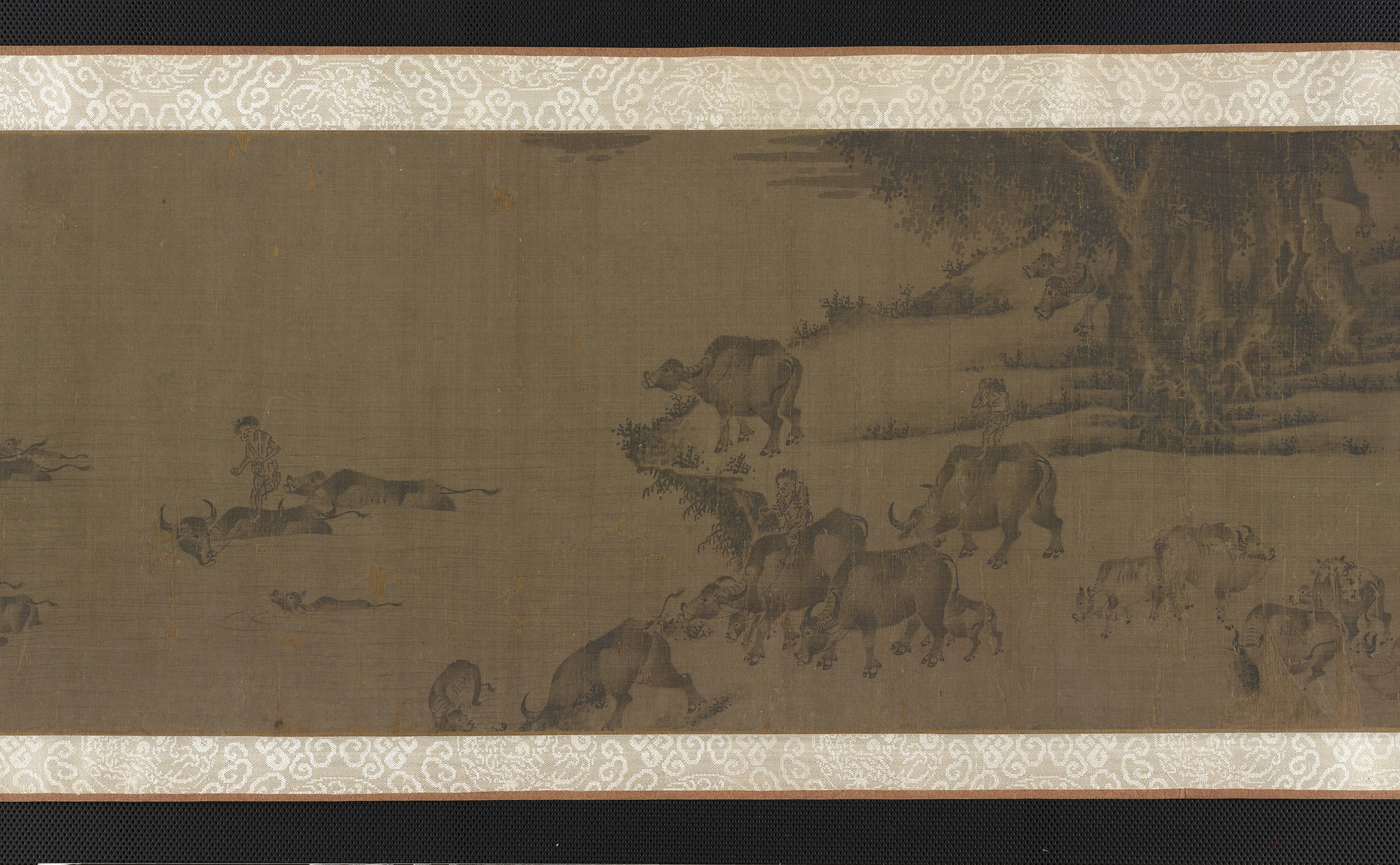 Formerly attributed to Xia Gui, Water buffaloes and herd-boys crossing a stream