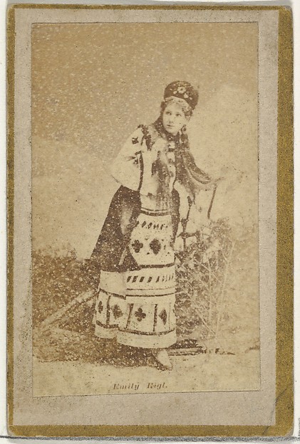 Allen & Ginter, Emily Rigl, from the Actresses and Celebrities series (N60, Type 2) promoting Little Beauties Cigarettes for Allen & Ginter brand tobacco products