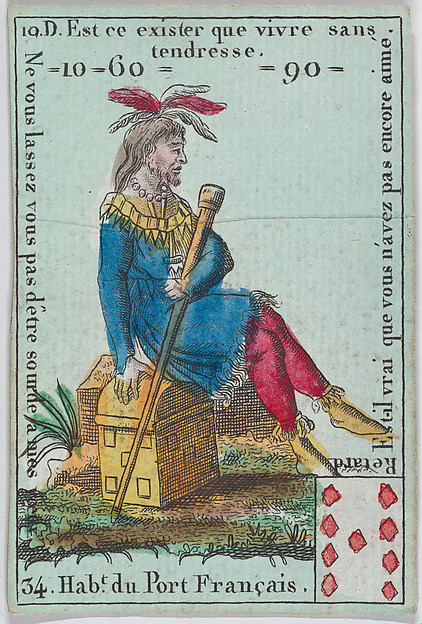 Anonymous, French, 18th century, Hab.t du Port Francais from playing cards "Jeu d'Or"