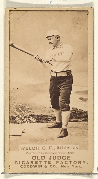 Goodwin & Company, Welch, Center Field, Philadelphia Athletics, from the Old Judge series (N172) for Old Judge Cigarettes