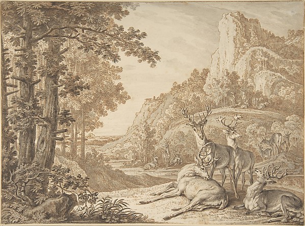 Johann Elias Ridinger, Stags in a Landscape