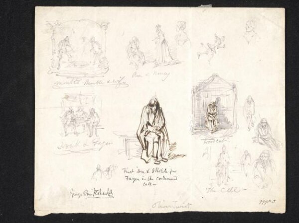 Cruikshank, George, Studies for the illustration 'Fagin in the Condemned Cell' and other incidents in the story of 'Oliver Twist'
