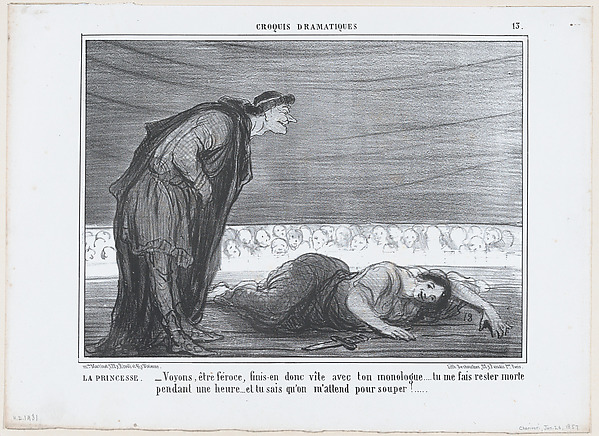 Honoré Daumier, La Princesse. –Voyons, être féroce, finis-en..., from Croquis Dramatiques, published in Le Charivari, January 26, 1857