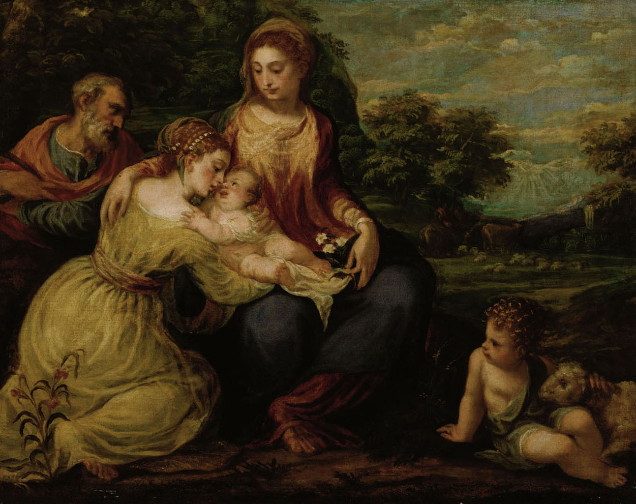 Andrea Schiavone, Holy Family with St Catharine and Young John the Baptist
