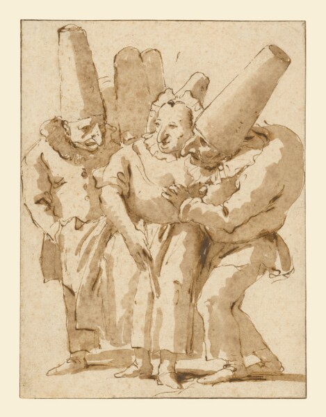 Giovanni Battista Tiepolo, Punchinellos Approaching a Woman