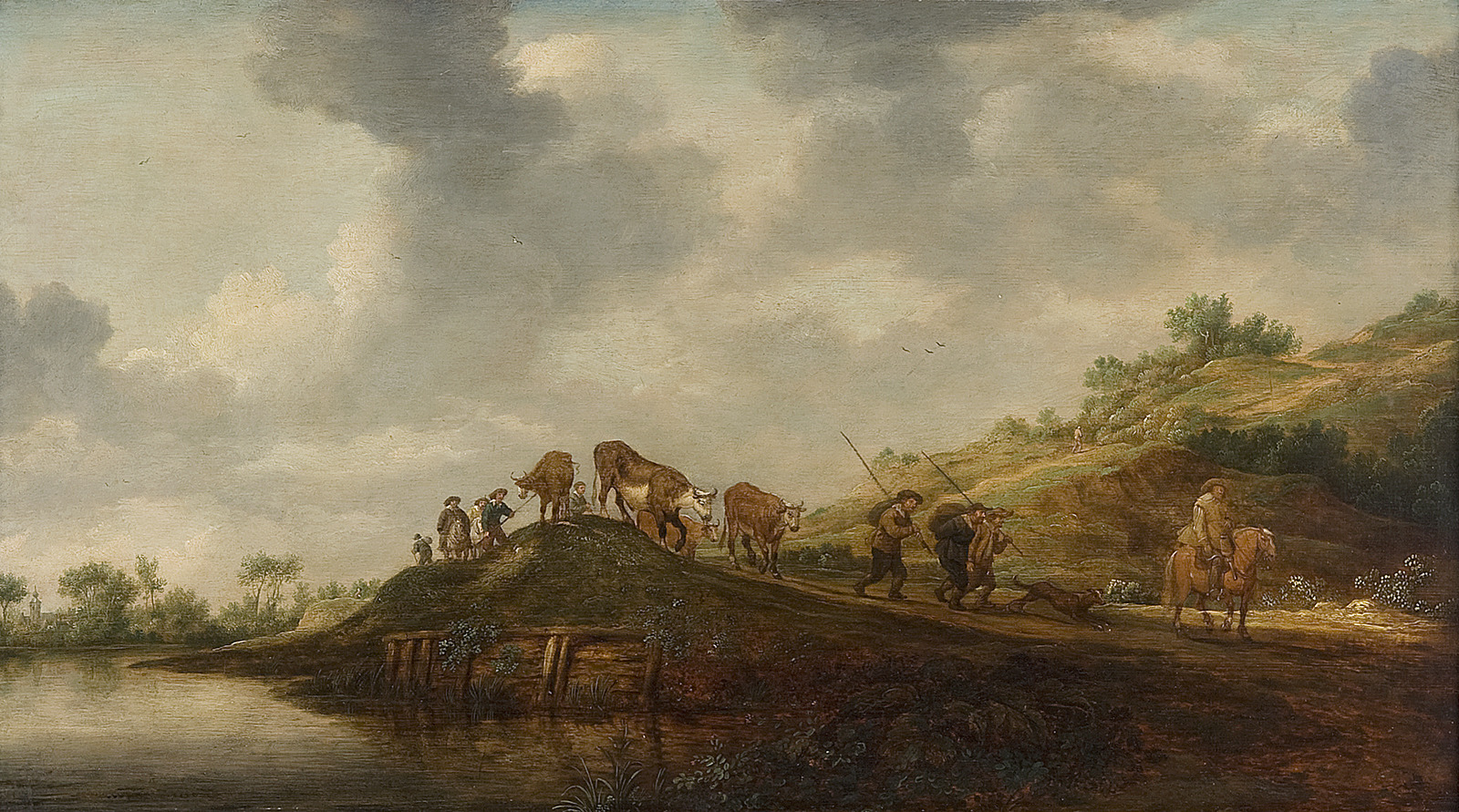 Salomon van Ruysdael, riverlandscape with cows