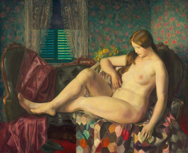 George Bellows, Nude with Hexagonal Quilt