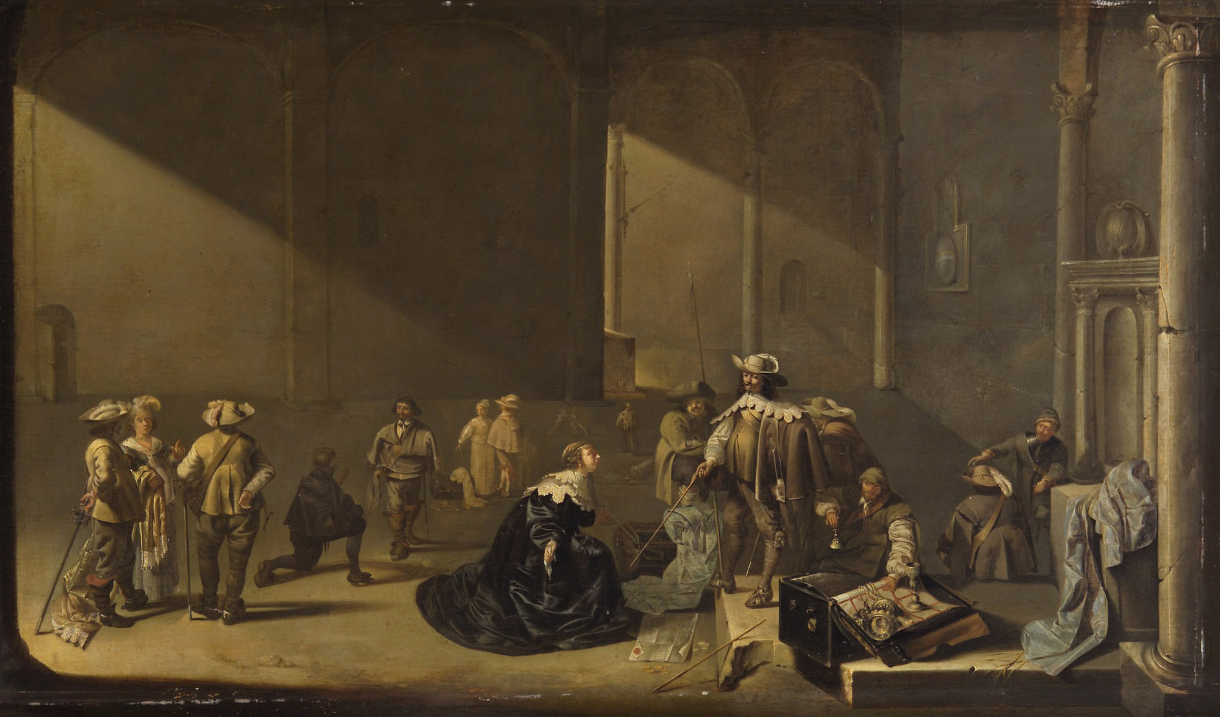 Jacob Duck, Interior with soldiers inspecting the booty and with a pleading woman