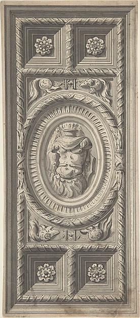 Anonymous, French, 18th century, Study of the Henri II Staircase Ceiling at the Louvre Palace