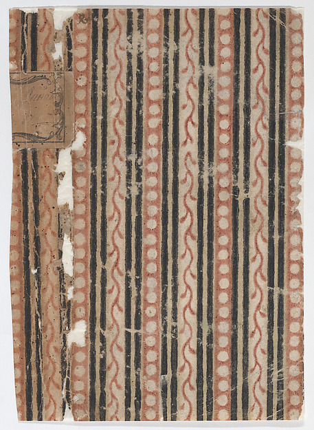 Anonymous, Right side of a book cover with pattern of stripes, vines, and dots