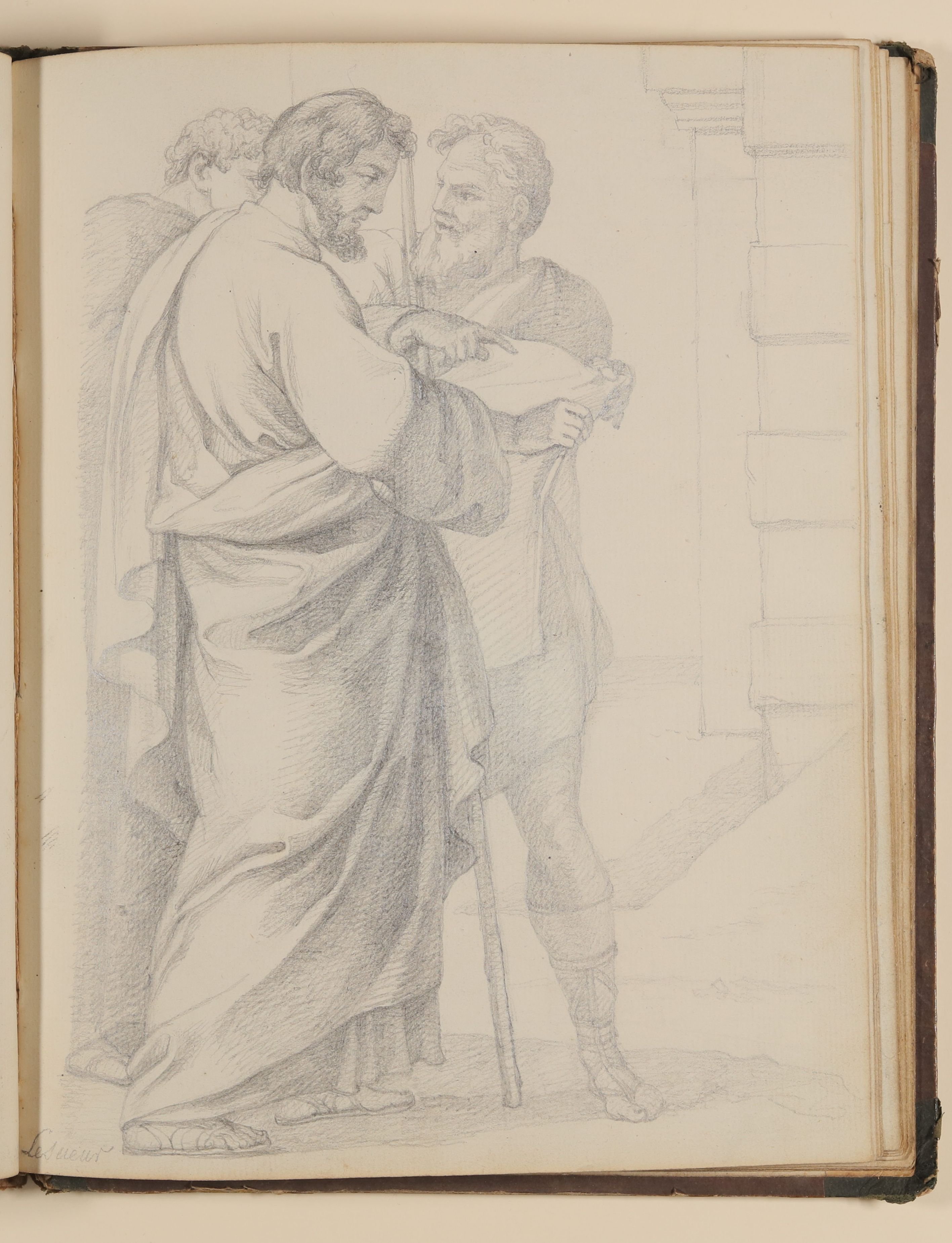 Louis Thomassin, Der heilige Bruno lässt das Kartäuserkloster errichten, Teilkopie nach Eustache Le Sueur [aus einem Skizzenbuch von unbekannter Hand, evtl. des Louis Thomassin]