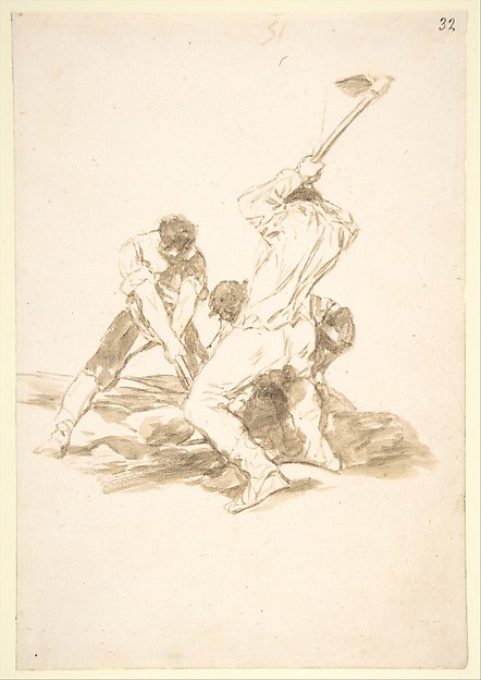 Goya (Francisco de Goya y Lucientes), Three men digging; folio 51 from the "Images of Spain" Album (F)