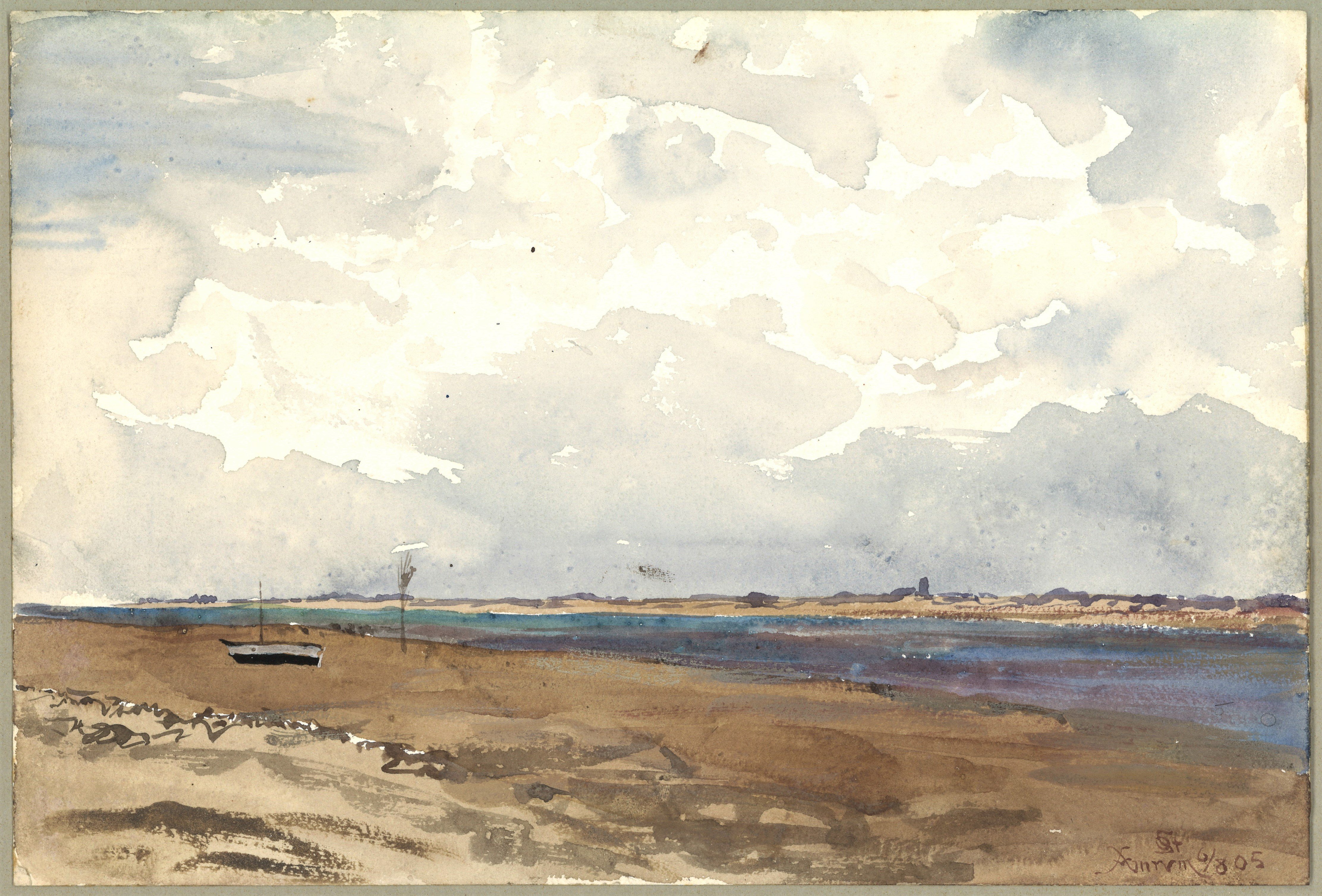 Otto Stiehl, Amrum (Insel): Wattseite der Amrum-Odde mit Blick auf Utersum (Föhr)