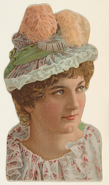 W. Duke, Sons & Co., Actress wearing green hat with pink feathers, from Stars of the Stage, Fourth Series (N132) issued by Duke Sons & Co. to promote Honest Long Cut Tobacco