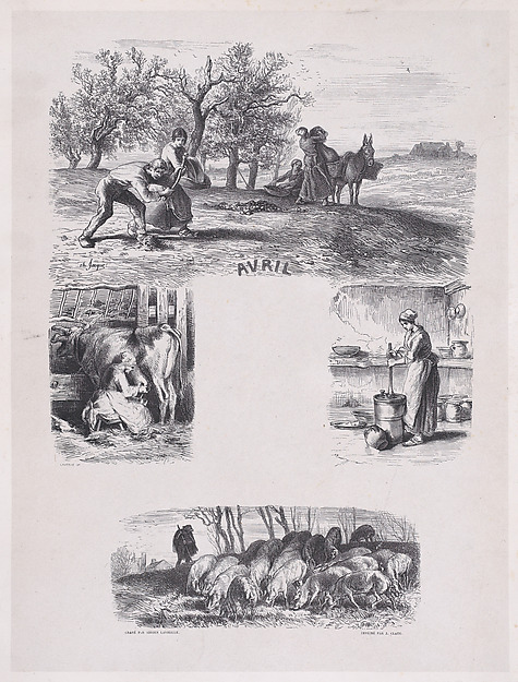 Charles Jacque, April, from  "Album of Rustic Subjects"