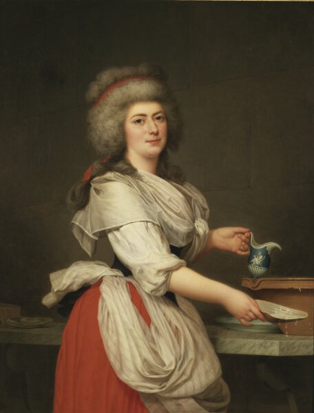 Adolf Ulrik Wertmüller, Drottning Marie Antoinettes väninna, Madame A. Aughié, som mejerska i den kungliga mjölkkammaren vid Trianon