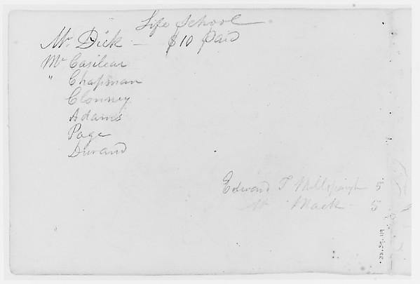 Asher Brown Durand, Accounts—"Life School" (from Sketchbook)