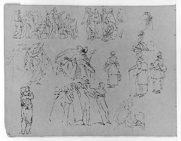 Thomas Sully, Sketches of Friezes and Groups of Figures in Three Tiers, Some Antique, Some 16th and 17th Century Genre (from Sketchbook)
