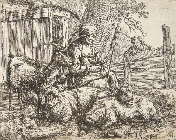 Johann Heinrich Roos, Hyrdinde, der spinder uld