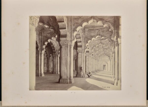 Samuel Bourne, Agra; Interior of the Motee Musjid, Showing the Marble Saracenic Arches and Pillars