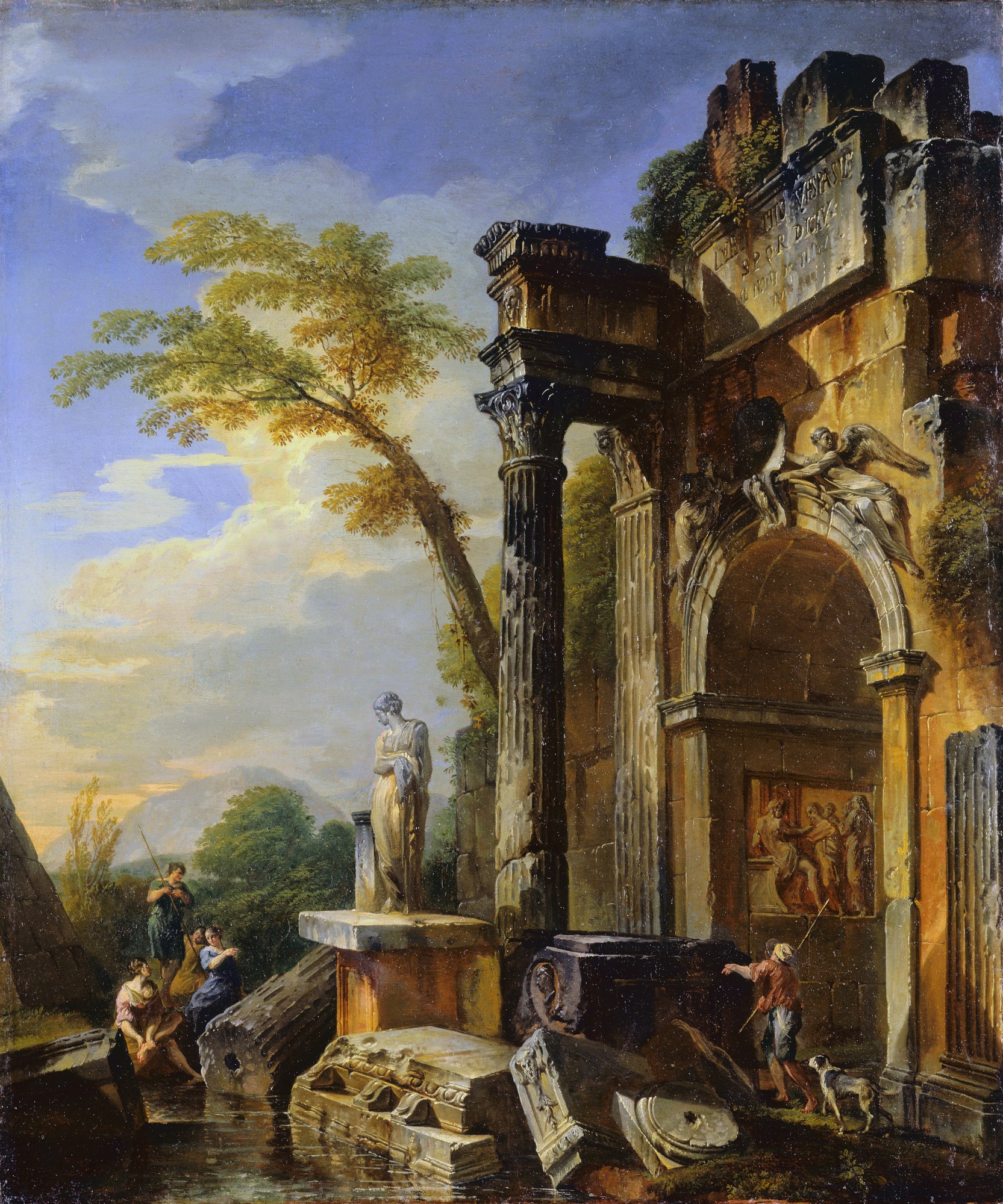 Giovanni Paolo Panini, Ruins of a Triumphal Arch in the Roman Campagna