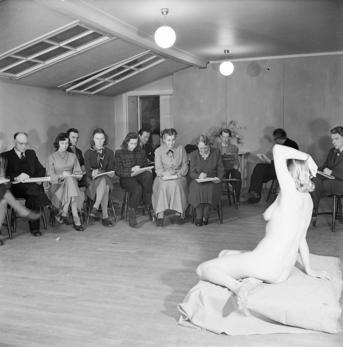 Uppsala-Bild, Teckningskurs, kroki, Uppsala 1949