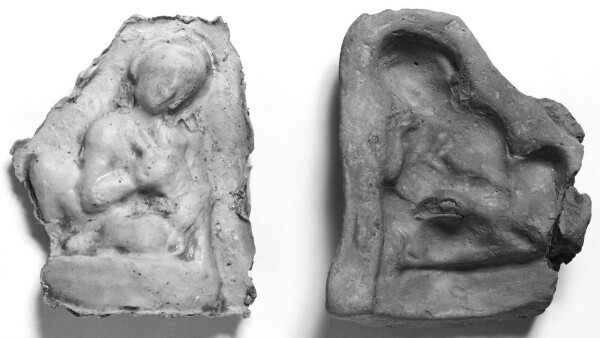Unknown, Mold of a Crouching Male Child Holding a Puppy