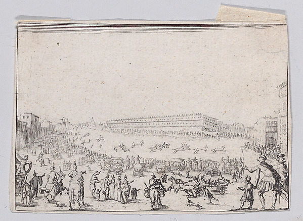 Anonymous, Reverse Copy of La Course de Chevaux sur la Place Pitti a Florence (The Horse Race at the Piazza Pitti in Florence), from "Les Caprices", Series A, The Florence Set