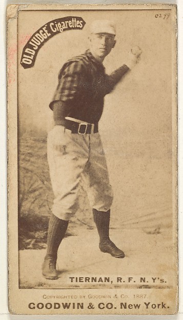 Goodwin & Company, Michael "Silent Mike" Joseph Tiernan, Right Field, New York, from the Old Judge series (N172) for Old Judge Cigarettes