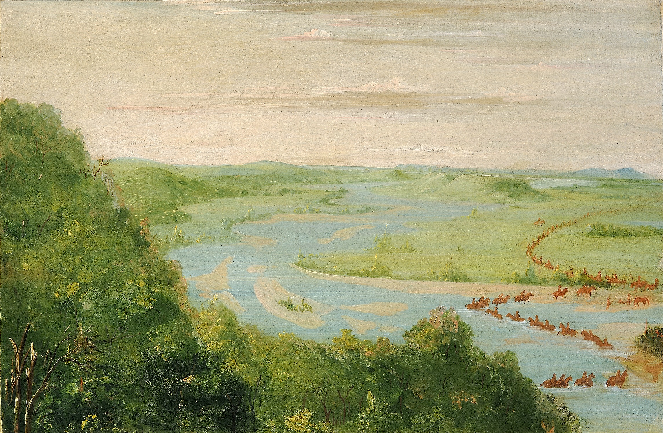 George Catlin, View of the Canadian River, Dragoons Crossing