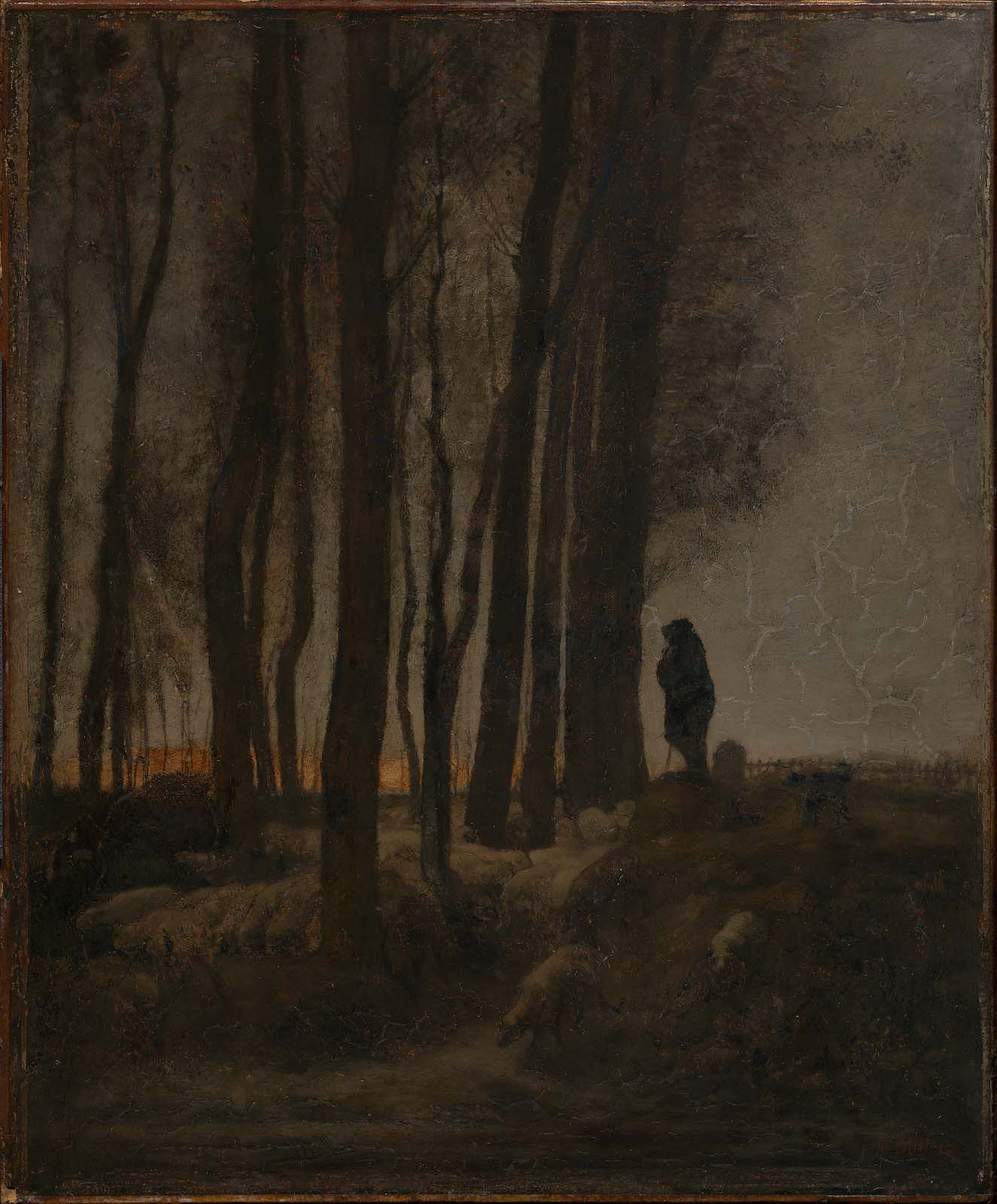 Jean-François Millet, Shepherd and Flock at the Edge of the Forest, Evening