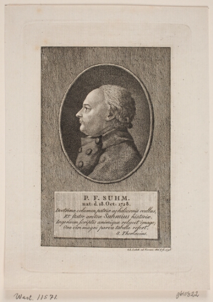 Gerhard Ludvig Lahde, Portræt af Peter Frederik Suhm