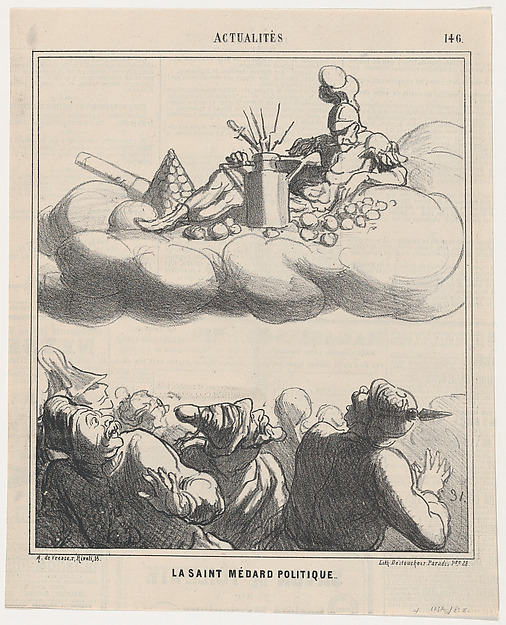 Honoré Daumier, Saint Médard of politics, from 'News of the day,' published in "Le Charivari"