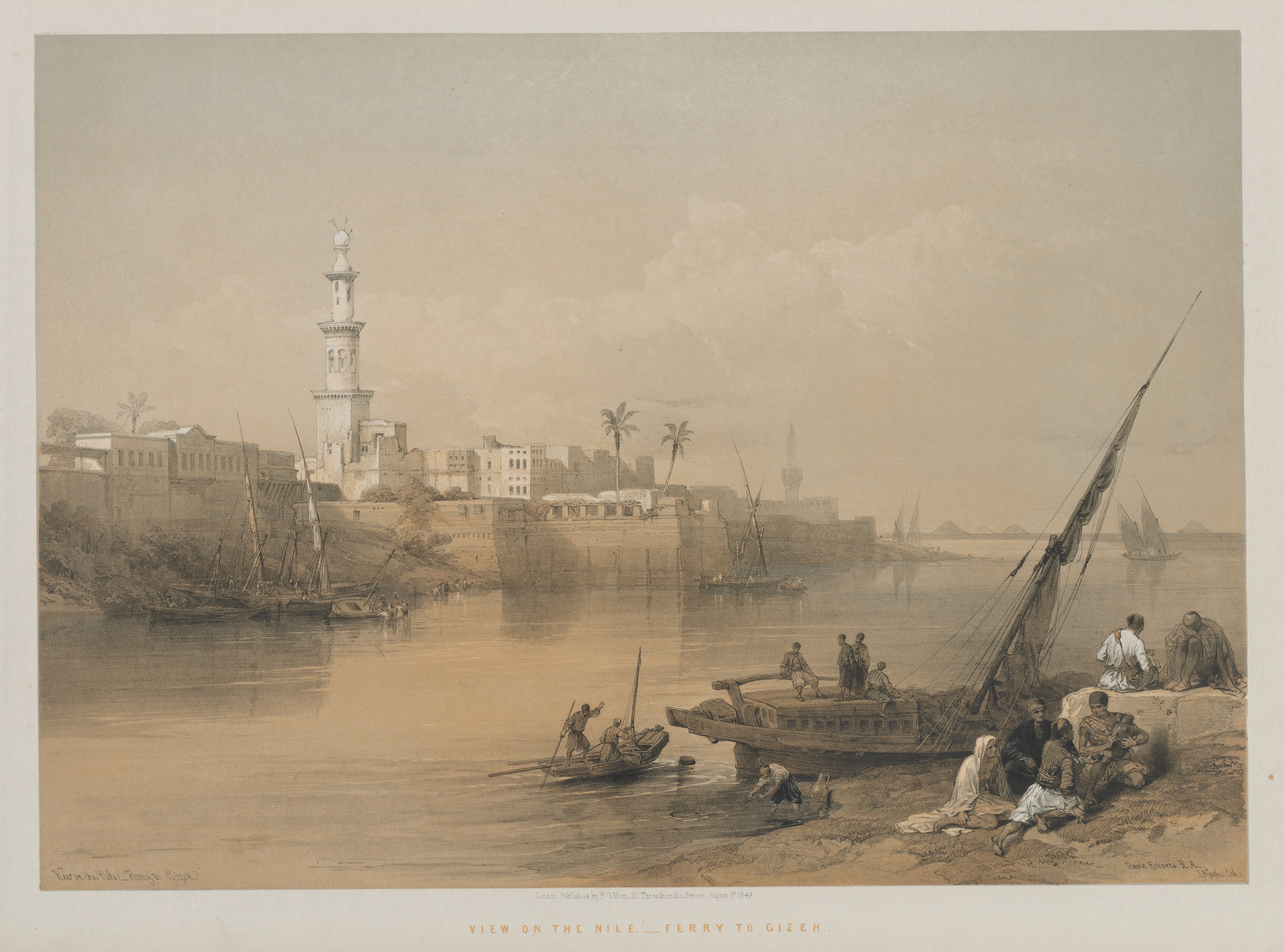 Louis Haghe, Egypt and Nubia, Volume III: View on the Nile, Ferry to Gizeh