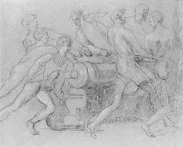 John Singleton Copley, Sailors Maneuvering a Cannon, Possibly a Study for "The Death of Sir John More at Corunna"